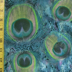 Peacock Feather Print on Nylon Spandex Fabric | (4 Way Stretch/Per Yard)