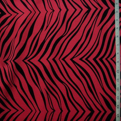 Exotic Zebra Print on Nylon Spandex Fabric (Crimson Red) | (4 Way Stretch/Per Yard)