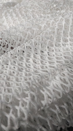 Solid Fishnet Mesh Fabric (White) | (4 Way Stretch/Per Yard)