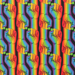 Rainbow Fist of Pride Print on Poly Spandex Fabric | (4 Way Stretch/Per Yard)