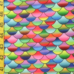 Rainbow Pride Fishscale Print on Poly Spandex Fabric | (4 Way Stretch/Per Yard)