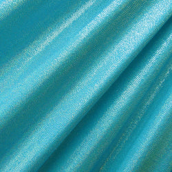 Shiny Holographic Dot Print on Nylon Spandex (Silver/Tropical Turquoise) | (4 Way Stretch/Per Yard)