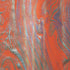 Metallic Foil Lava Swirls (Silver) on Neon Orange Nylon Spandex Fabric | (4 Way Stretch/Per Yard)