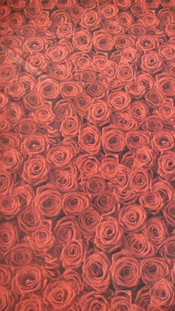 Roses on Printed Poly Mesh Fabric | (4 Way Stretch/Per Yard)