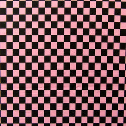Checkerboard Print on Poly Spandex Fabric (Pink/Black) | (4 Way Stretch/Per Yard)