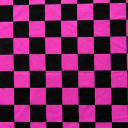 1x1" Checkerboard Print on Nylon Spandex Fabric (Raspberry/Black) | (4 Way Stretch/Per Yard)