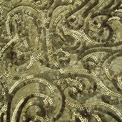 Paisley Sequins on Poly Mesh Fabric (Brown Gold/Chocolate) | (Non Stretch/Per Yard)