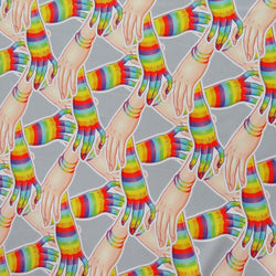 Rainbow Hands of Pride Print on Poly Spandex Fabric | (4 Way Stretch/Per Yard)