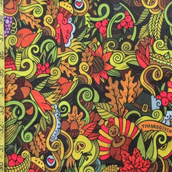 Thanksgiving Splurge Print on Poly Spandex Fabric (4 Way Stretch/Per Yard)