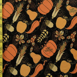 Thanksgiving Vegetable Print on Poly Spandex Fabric (4 Way Stretch/Per Yard)
