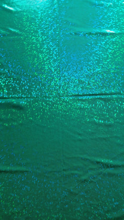 Kelly Green & Green Shattered Glass w/ Holographic Foil Spandex Fabric | (4 Way Stretch/Per Yard)