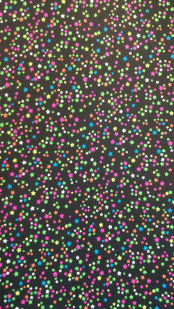 Neon Lights Stars on Nylon Spandex Fabric | (4 Way Stretch/Per Yard)