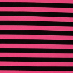 0.5" (Half Inch) Horizontal Stripes on Nylon Spandex Fabric (Black/Hot Pink) | (4 Way Stretch/Per Yard)