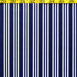 Vertical Stripes on Poly Spandex Fabric (White/Navy Blue) | (4 Way Stretch/Per Yard)