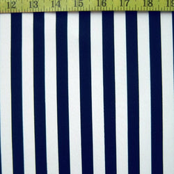 Matte Finish Vertical Stripes on Nylon Spandex Fabric (White/Navy) | (4 Way Stretch/Per Yard)