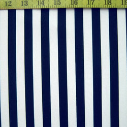 Matte Finish Vertical Stripes on Nylon Spandex Fabric (White/Navy) | (4 Way Stretch/Per Yard)