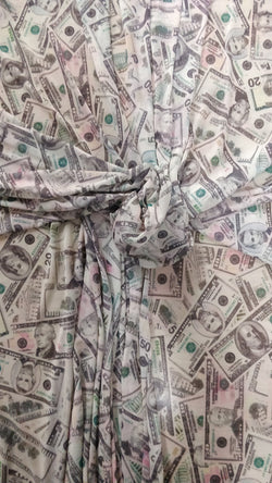 Cash Money on Printed Mesh Fabric | (4 Way Stretch/Per Yard)