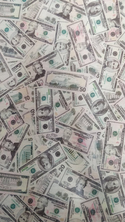Cash Money on Printed Mesh Fabric | (4 Way Stretch/Per Yard)