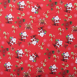 Christmas Jolly Santa Claus Print on Poly Spandex Fabric | (4 Way Stretch/Per Yard)