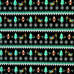 Christmas "Season of Giving" Santa Claus Print on Poly Spandex Fabric | (4 Way Stretch/Per Yard)
