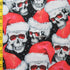 Christmas Santa Skulls Print on Poly Spandex Fabric | (4 Way Stretch/Per Yard)