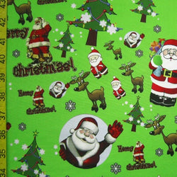 Merry Christmas Print on Poly Spandex Fabric | (4 Way Stretch/Per Yard)
