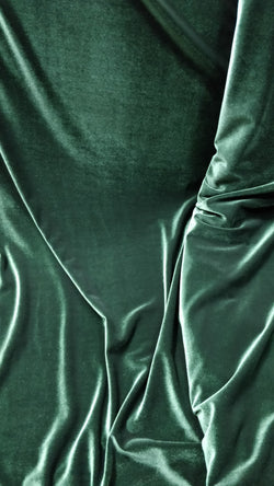 Solid Color Stretch Velvet Fabric (Hunter Green) | (4 Way Stretch/Per Yard)