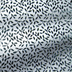 Shiny Foil Vine Leaves on White Nylon Spandex Fabric | (4 Way Stretch/Per Yard)