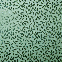 Shiny Foil Vine Leaves on Light Blue Nylon Spandex Fabric | (4 Way Stretch/Per Yard)