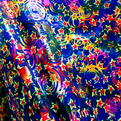 Holographic Celestial Star Print with Multicolor Foil on Poly Spandex Fabric | (4 Way Stretch/Per Yard)