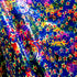Holographic Celestial Star Print with Multicolor Foil on Poly Spandex Fabric | (4 Way Stretch/Per Yard)