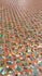 Gold & Orange Mermaid Fish Scale on Hologram Foil Spandex w/ Dots Fabric | (4 Way Stretch/Per Yard)