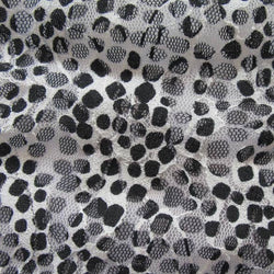 Spotted Printed Lace Fabric (Black/White) | (2 Way Stretch/Per Yard)