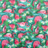 Flamingo Printed on Poly Mesh Fabric (Green/Fuchsia) | (4 Way Stretch/Per Yard)