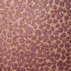 Leopard Spots with Holographic Glitter Printed on Rough Finished Cracked Ice Print w/ Vinyl Backing (Pink/Purple) | (Per Yard)