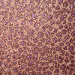 Leopard Spots with Holographic Glitter Printed on Rough Finished Cracked Ice Print w/ Vinyl Backing (Pink/Purple) | (Per Yard)