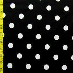 Classic Polka Dot Print on Poly Spandex Fabric (White/Black) | (4 Way Stretch/Per Yard)