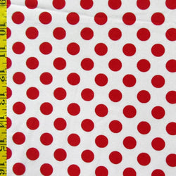Polka Dot Print on Nylon Spandex Fabric (Red/White) | (2 Way Stretch/Per Yard)