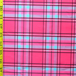 Classic Plaid Print on Poly Spandex Fabric (Pink) | (4 Way Stretch/Per Yard)