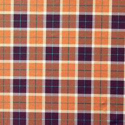 Colorful Plaid Print on Poly Spandex Fabric (Orange/Coffee) | (4 Way Stretch/Per Yard)
