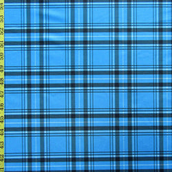 Classic Plaid Print on Poly Spandex Fabric (Blue) | (4 Way Stretch/Per Yard)