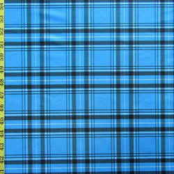 Classic Plaid Print on Poly Spandex Fabric (Blue) | (4 Way Stretch/Per Yard)