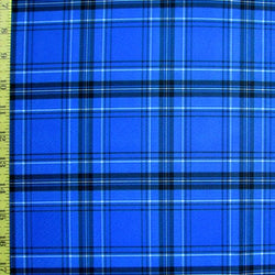 Classic Plaid Print on Poly Spandex Fabric (Blue) | (4 Way Stretch/Per Yard)