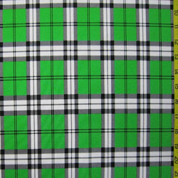 Designer Plaid Print on Nylon Spandex Fabric (Green) | (4 Way Stretch/Per Yard)