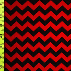 Chevron Print on Poly Spandex Fabric (Red/Black) | (4 Way Stretch/Per Yard)