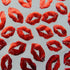 Metallic Foil Lip Print on Poly Spandex Fabric (Red/White) | (4 Way Stretch/Per Yard) **LIMITED**