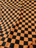 Checkerboard Print on Poly Spandex Fabric (Orange/Black) | (4 Way Stretch/Per Yard)