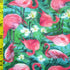 Flamingo Printed on Poly Mesh Fabric (Green/Fuchsia) | (4 Way Stretch/Per Yard)