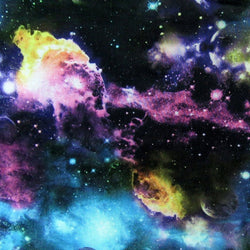 Stars and Galaxy on Poly Mesh Fabric | (4 Way Stretch/Per Yard)
