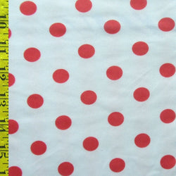 Polka Dot Print on Poly Mesh Fabric (Red/White) | (2 Way Stretch/Per Yard)